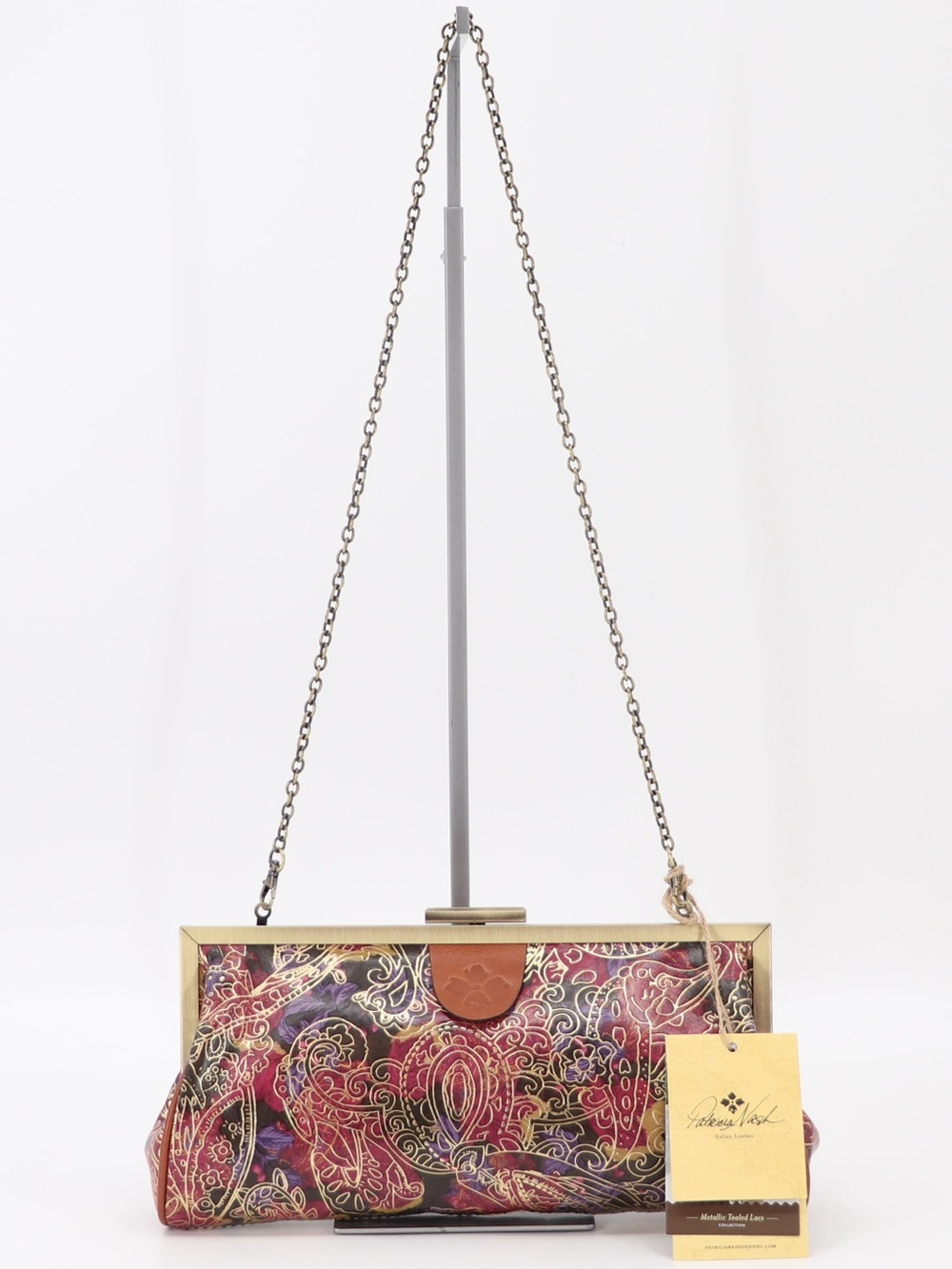 New Patricia Nash Athena Leather Convertible Shoulder Bag Clutch Paisley